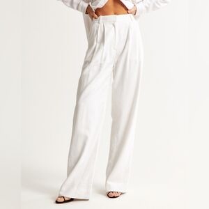 Abercrombie & Fitch Sloane Tailored White Wide Leg Pants